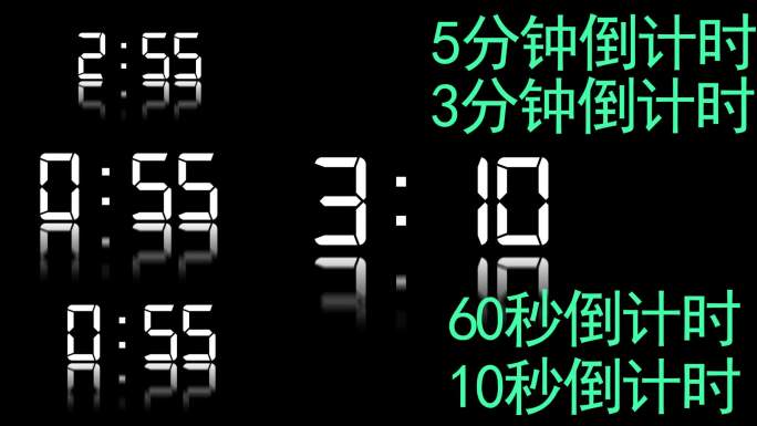 倒计时5分钟3分钟60秒10秒 透明通道