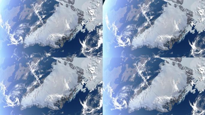 显示白天格陵兰岛的逼真3d动画