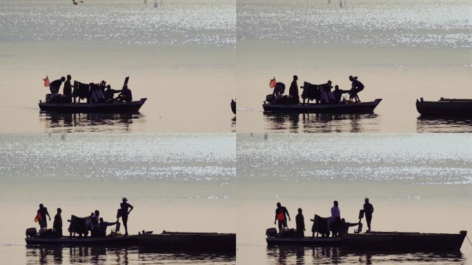 清晨非洲海边的小渔船