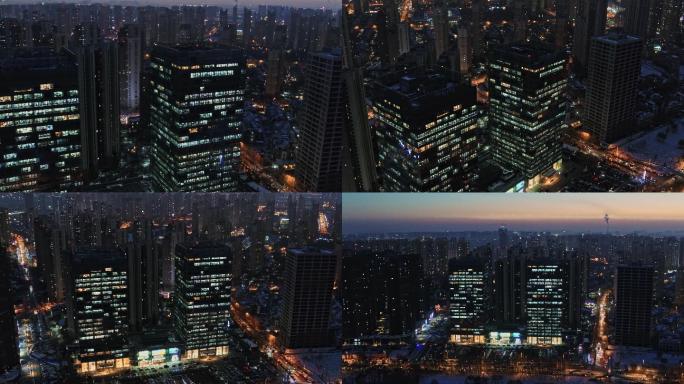 【高清夜景】长白岛中海办公楼内透4K