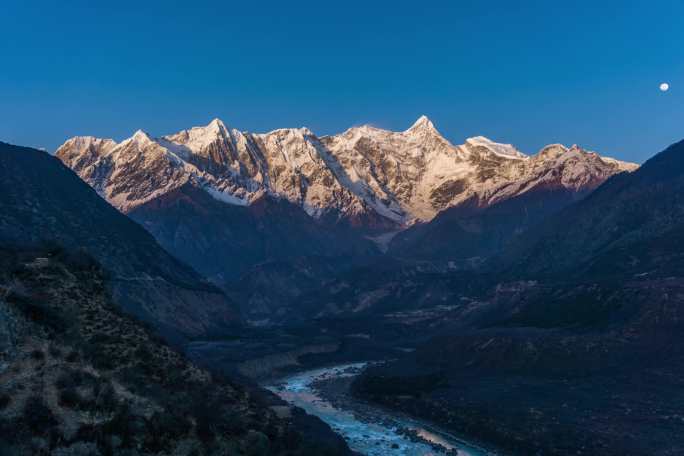 索松村南迦巴瓦峰日落延时