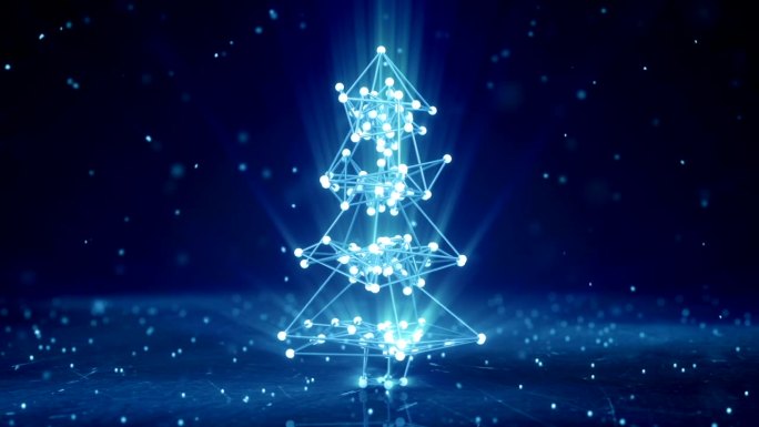 发光线框圣诞树形状可循环动画