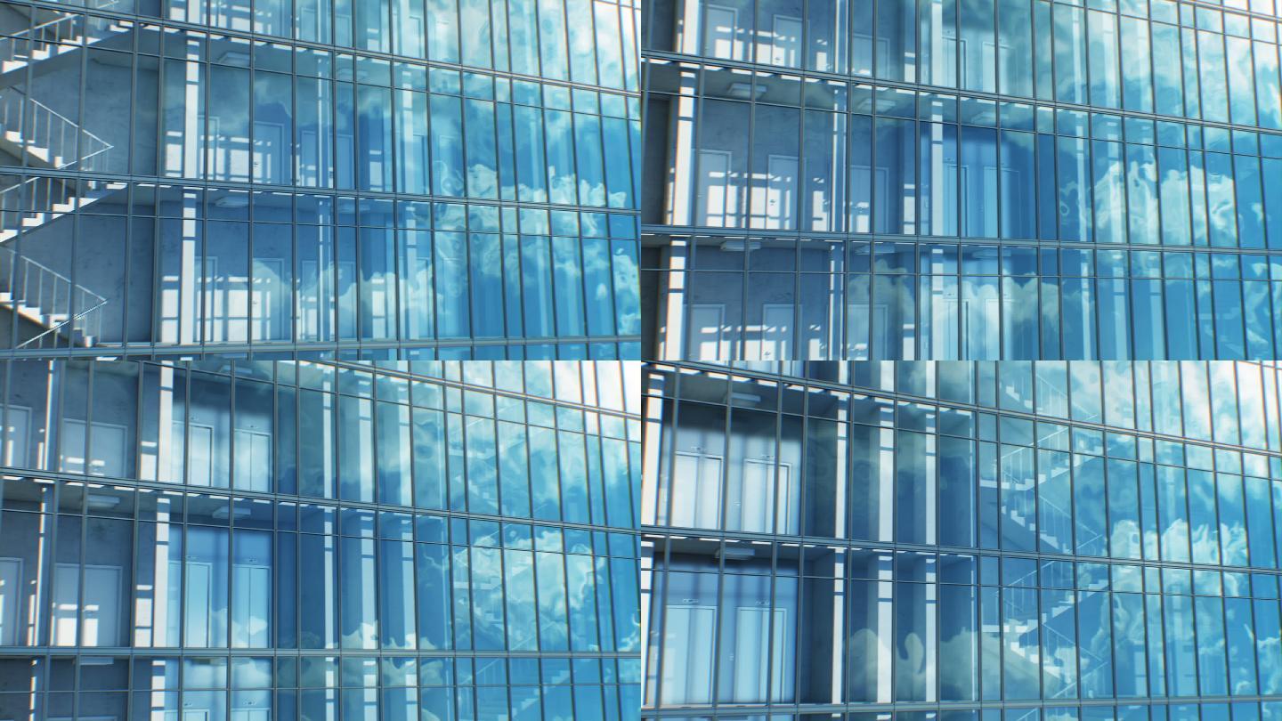 现代商业中心大楼的循环3d动画。