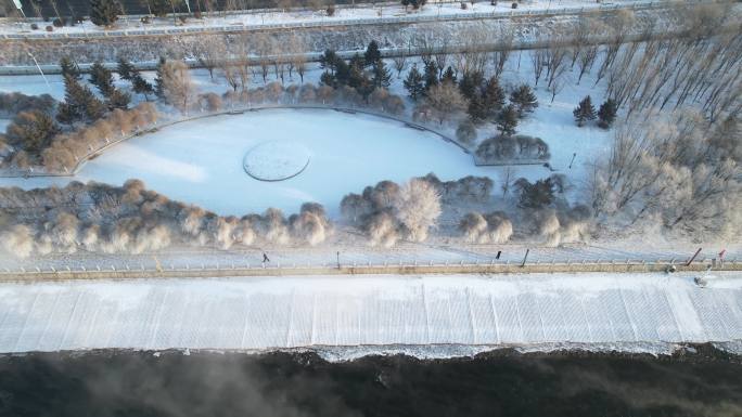 4k吉林雾凇奇观冬季雪乡风光航拍