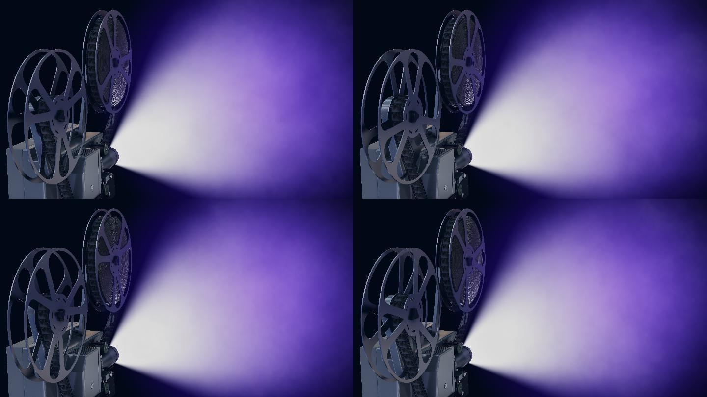 蓝色光线中的电影放映机
