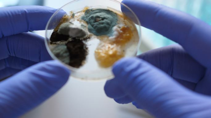 化学实验室中带细菌的皮氏培养皿