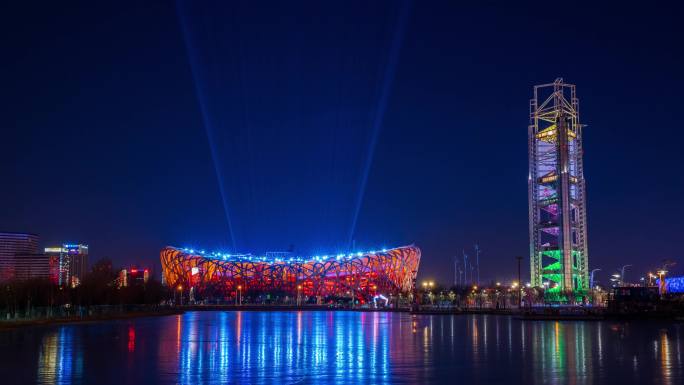 北京国家体育场4K延时拍摄灯光秀