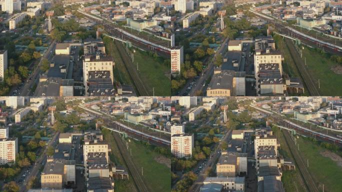 城市鸟瞰图高楼铁路老城老区