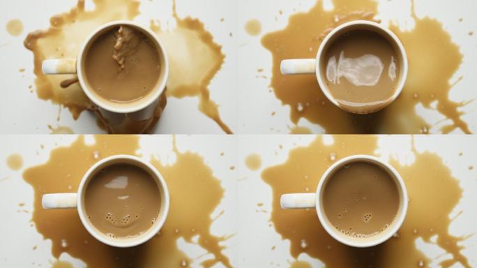 糖掉入咖啡杯液体立方体形状