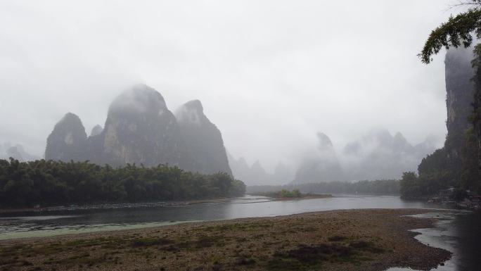 桂林山水20元背景图烟雨延时