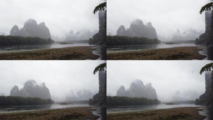 桂林山水20元背景图烟雨延时