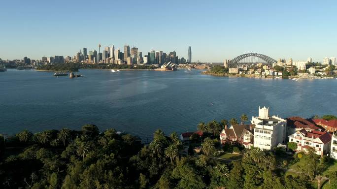 悉尼港澳洲航拍国外风情水海湾