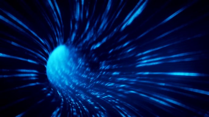 快速穿越蓝色科幻隧道可循环3D渲染