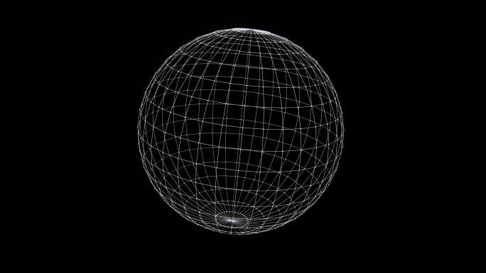 旋转线框球体VR全息点线连线球形动画