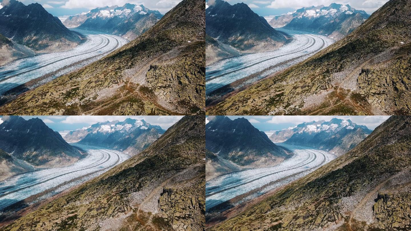 瑞士的阿莱奇冰川阿尔卑斯山最大的冰川