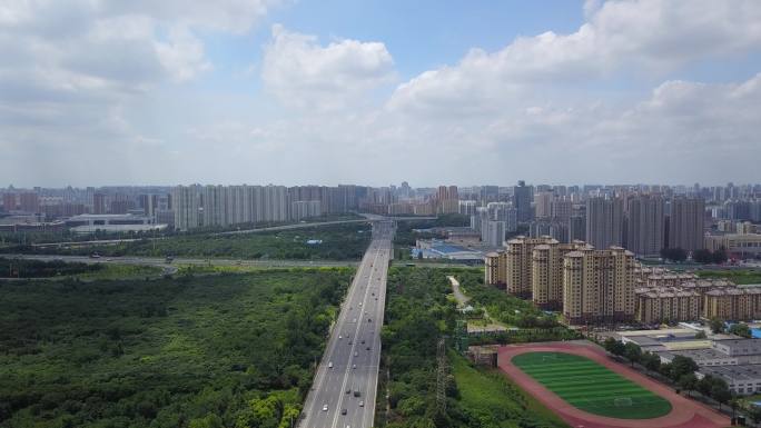 城市大景 潍坊 文化 航拍 寒亭 蓝天