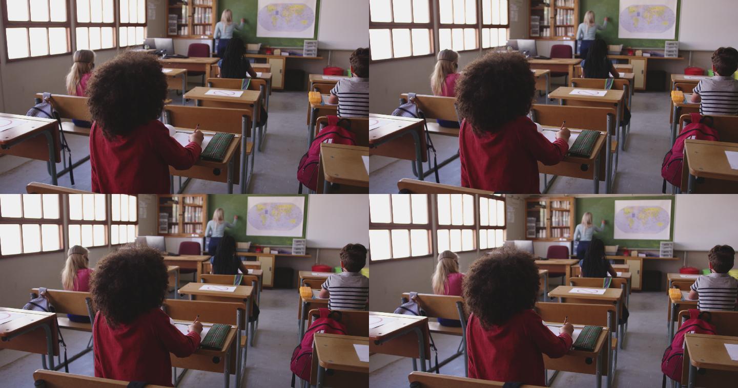 教室小学生地理课国外小孩