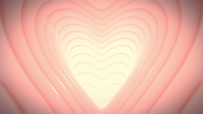爱心隧道淡粉色爱心抽象视频背景