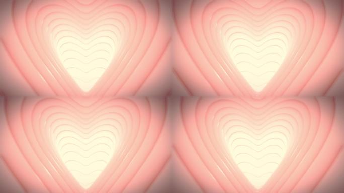 爱心隧道淡粉色爱心抽象视频背景