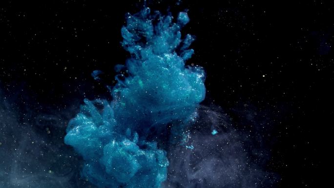 油墨在水中爆炸唯美梦幻粒子流体星云星空