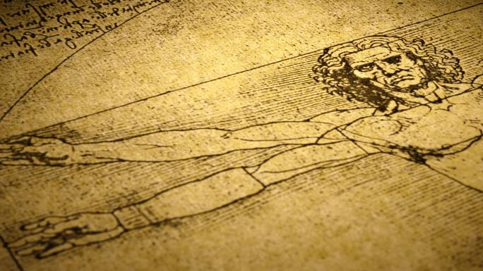 世纪达芬奇工程图素描手稿维特鲁威人