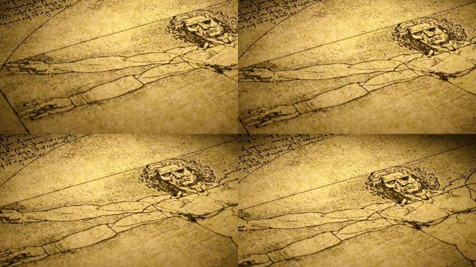 世纪达芬奇工程图素描手稿维特鲁威人