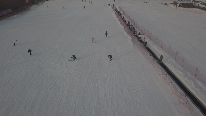 潍坊驼山滑雪场航拍 双板 单板