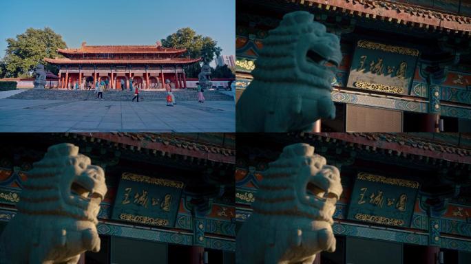 洛阳王城公园、大气石狮子延时视频素材