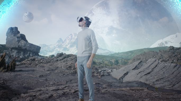 体验VR的老人科技眼镜环境沉浸式