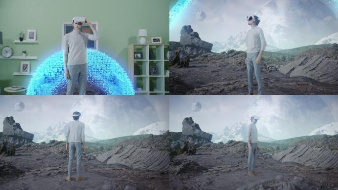 体验VR的老人科技眼镜环境沉浸式