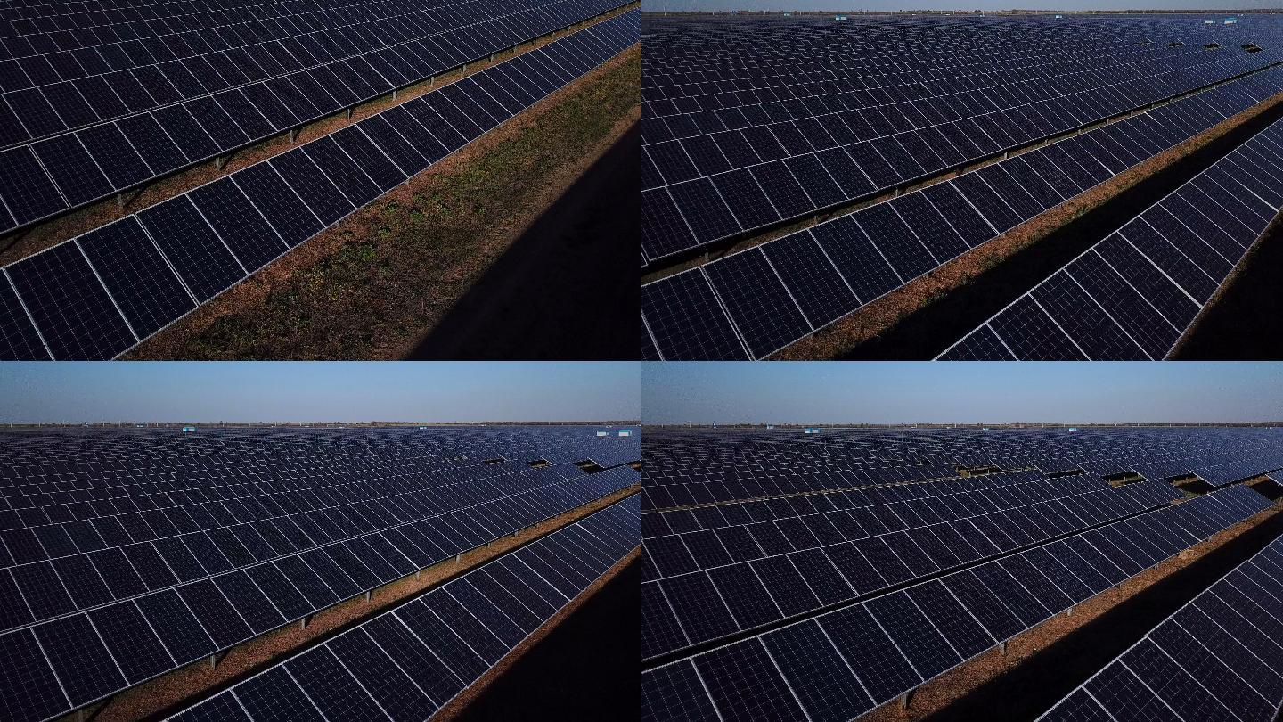 太阳能电池鸟瞰图光伏板新能源低碳环保