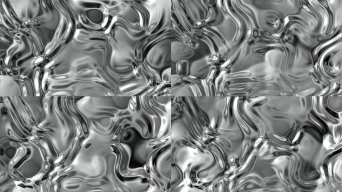 液态金属银色材质白银融化视频素材