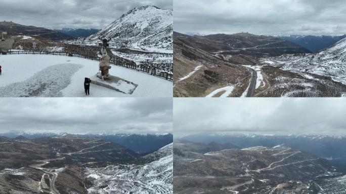 御3航拍西藏林芝色季拉山口4K川藏线雪景