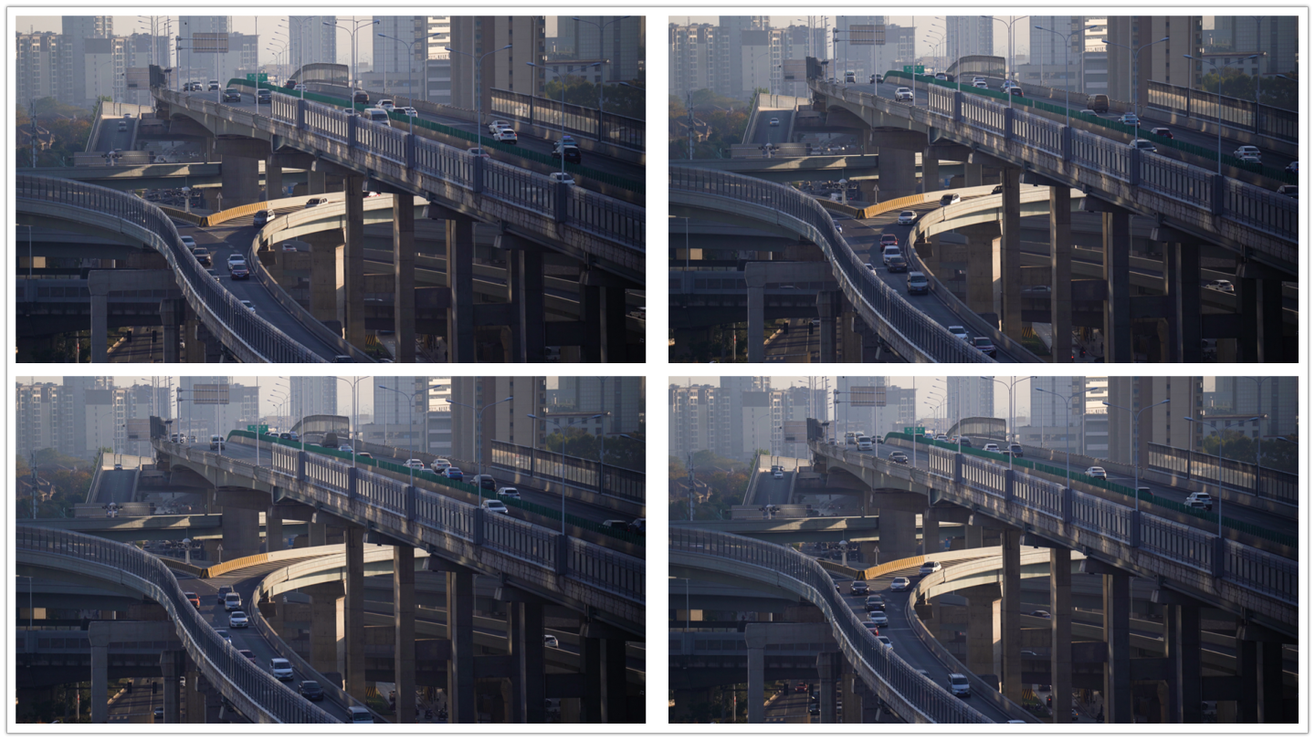 城市清晨高架桥车流