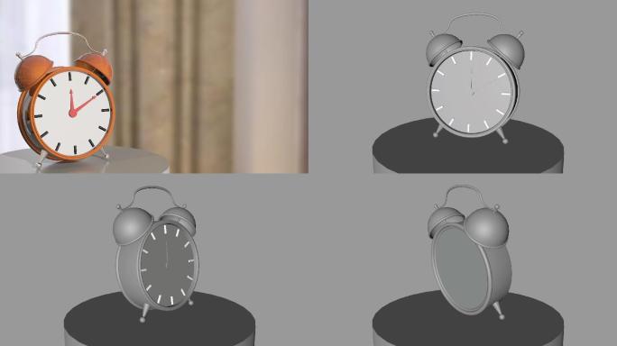 卧室内闹钟C4D模型钟表白模文件3D模型