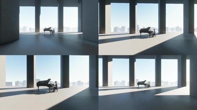 艺术钢琴光影城市