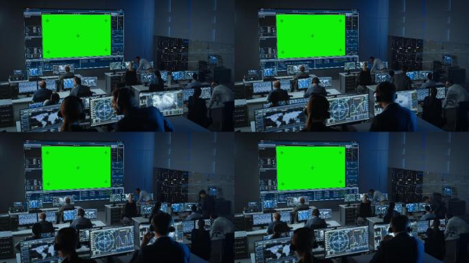 任务控制中心房间的大绿屏
