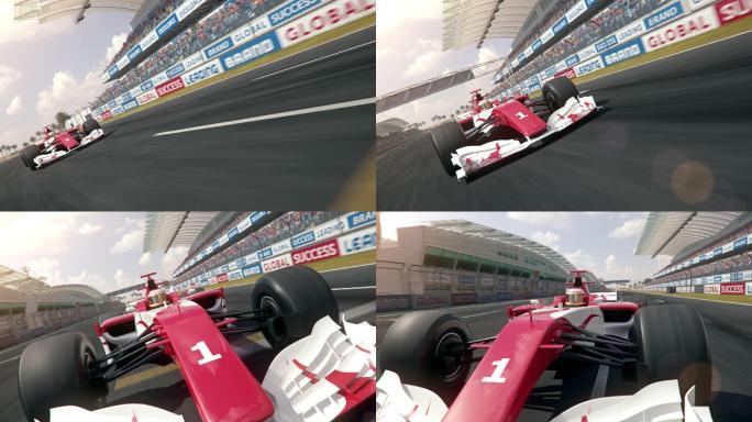 F1赛车动画选手开车驾驶竞技竞速胜利