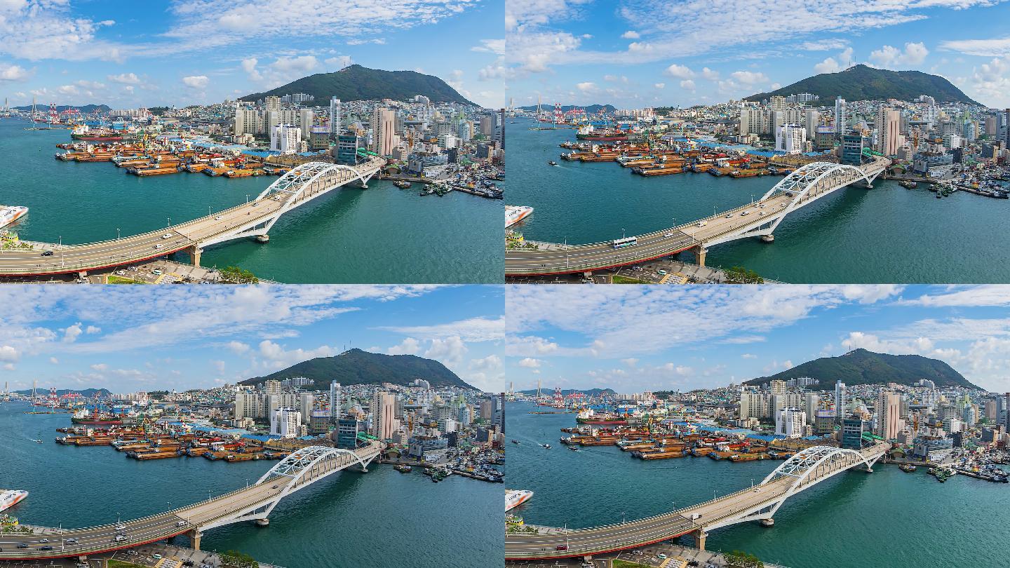 韩国釜山市大桥延时拍摄