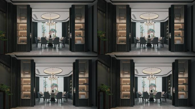 三维动画室内新中式风格餐厅