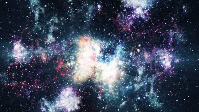 爆发的光在太空中穿越恒星场。