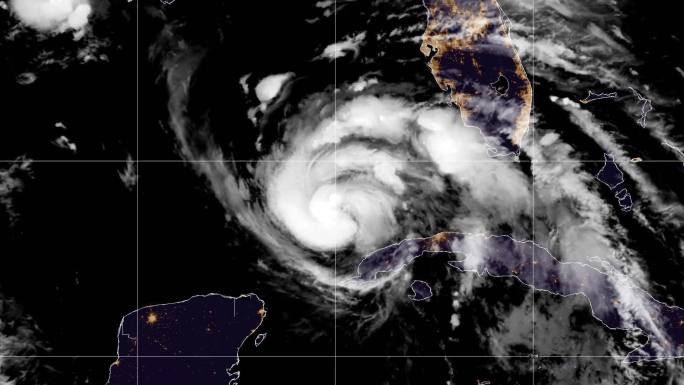 飓风IDA时间推移卫星影像