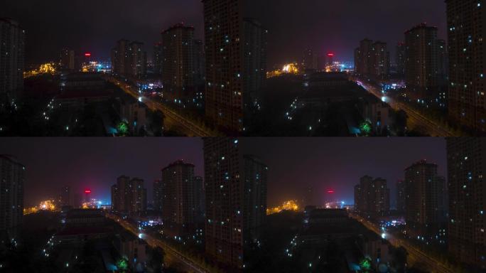 城市雷雨夜景