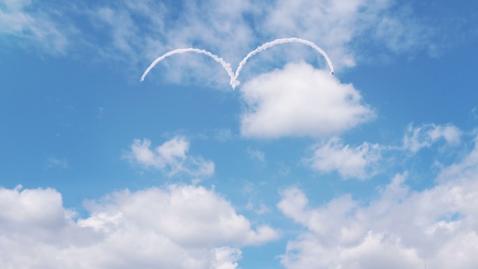 两架飞机在天空中画一颗心