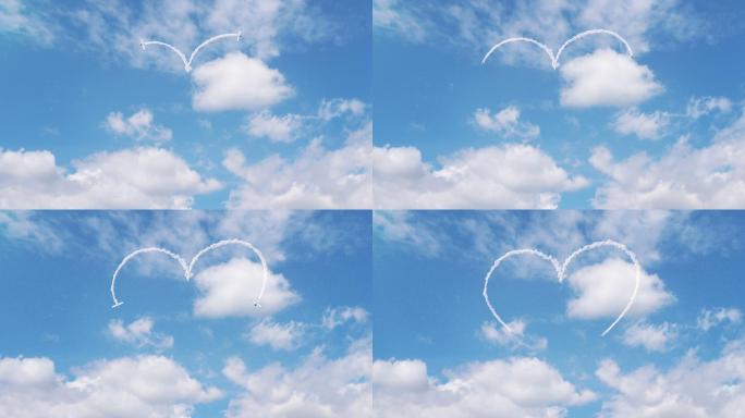 两架飞机在天空中画一颗心