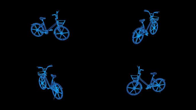 蓝色全息科技线框共享单车带通道