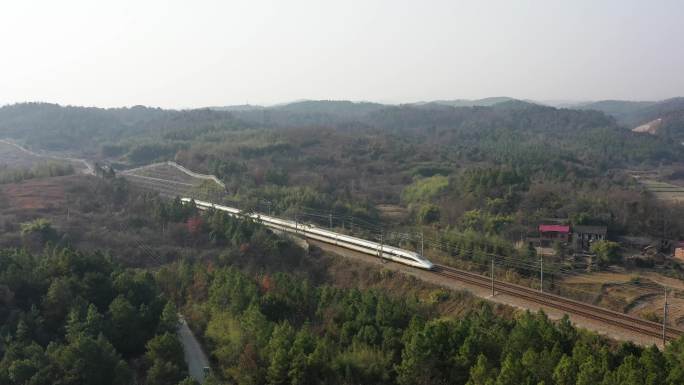 4K航拍衡柳高铁动车、旅客列车运行场景