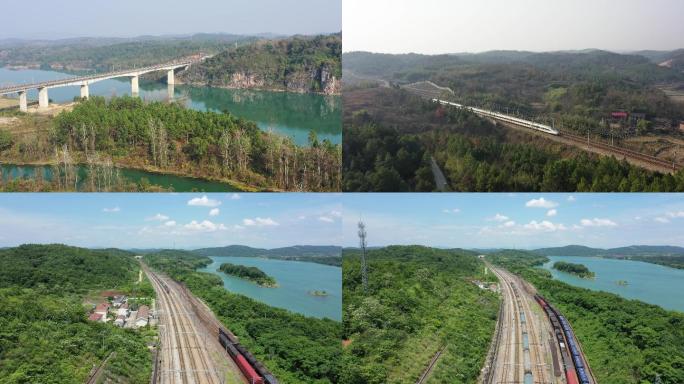 4K航拍衡柳高铁动车、旅客列车运行场景