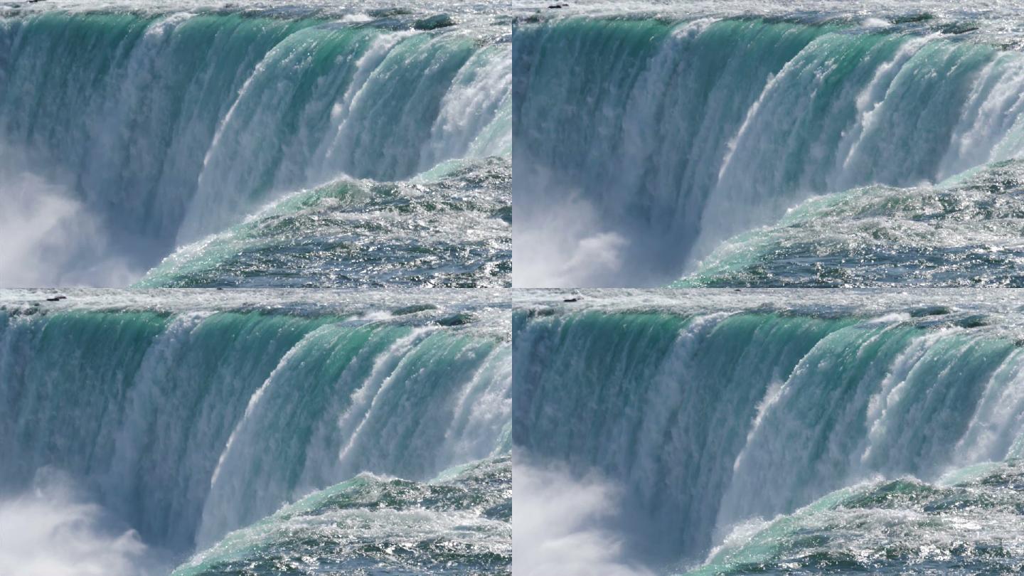 加拿大尼亚加拉大瀑布的超慢镜头特写