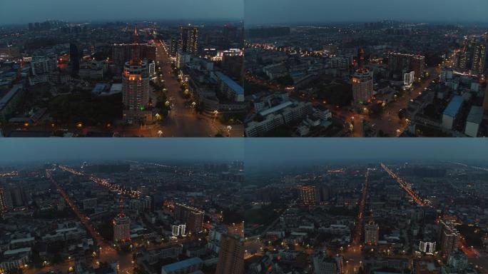傍晚城市电视塔和街道城市全景4K航拍